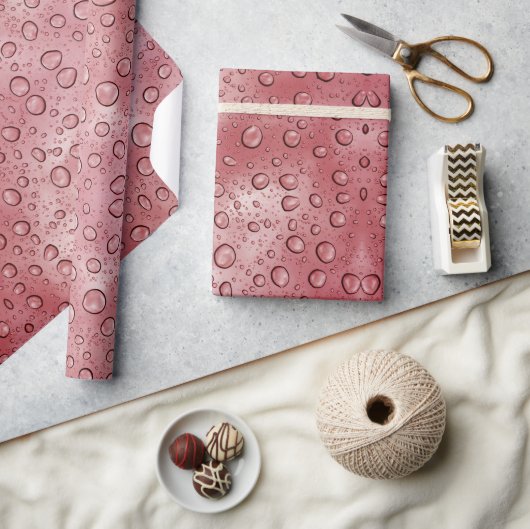 赤い色の水滴ルックおもしろい ラッピングペーパー (クラフト)