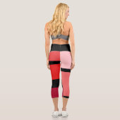 赤い色の色合いブロック高いウェイストキャプリス カプリレギンス (裏面)