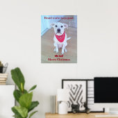 赤い色の面白い耳が飛び出しているかわいい犬の写真 ポスター (ホームオフィス)