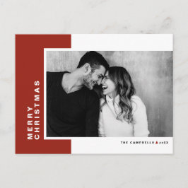 赤い色モダンのブロック写真メリークリスマス シーズンポストカード