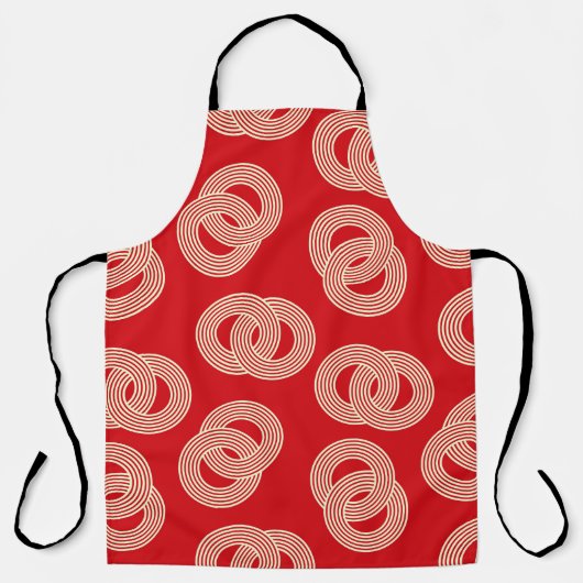 赤い色合い、インターロックされたリングのパタストライプのーン。 エプロン (正面)