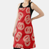 赤い色合い、インターロックされたリングのパタストライプのーン。 エプロン (インサイチュ)