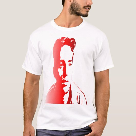 赤い色描写の青年 Tシャツ (正面)