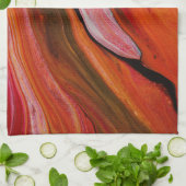 赤い色違うの溶岩流 キッチンタオル (折り畳み)