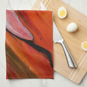 赤い色違うの溶岩流 キッチンタオル (四つ折り)