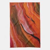 赤い色違うの溶岩流 キッチンタオル (縦)