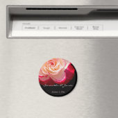 赤い艶消し白いバラパーソナ結婚ルズ マグネット (インサイチュ (食洗機))