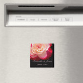 赤い艶消し白いバラパーソナ結婚ルズ マグネット (インサイチュ (食洗機))