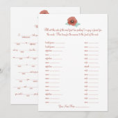 赤い芍薬の花の結婚誓約書 ゲスト参加型カード (正面/裏面)