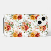赤い芍薬の花束の模様 iPhoneケース (裏面横)
