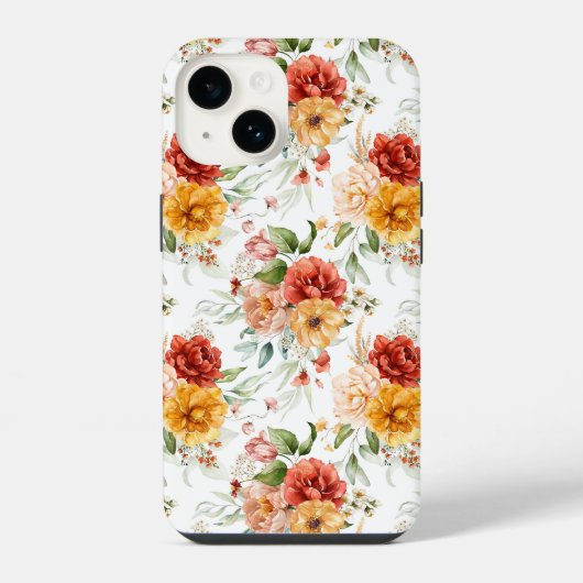 赤い芍薬の花束の模様 iPhoneケース (裏面)