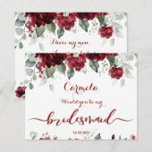 赤い芍薬の Epiphany 結婚式のブライズメイドにお願いカード 招待状 (正面/裏面)