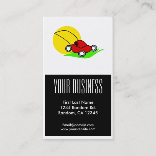 赤い芝刈り機のカスタマイズ可能な名刺 名刺 (正面)