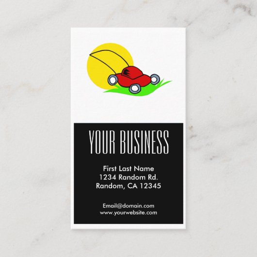 赤い芝刈り機のカスタマイズ可能な名刺 名刺 (正面)