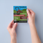 赤い芝刈り機のシーン、芝生サー気にビス チラシ (手)