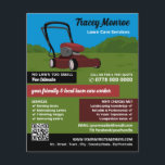 赤い芝刈り機のシーン、芝生サー気にビス チラシ<br><div class="desc">Red Lawn-Mower Scene、Lawn Servicesの気にFlyer広告 by The Business Card Store.</div>