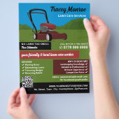 赤い芝刈り機のシーン、芝生サー気にビス チラシ (手)