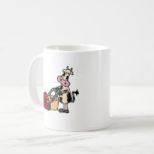 赤い芝刈機の漫画を押しているおもしろいな牛 コーヒーマグカップ (正面左)