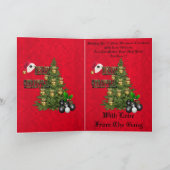 赤い芝生の鉢にクリスマスツリーカード カード (内部)