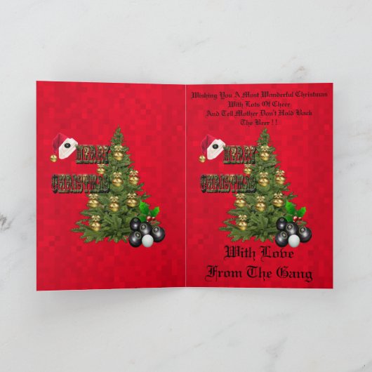 赤い芝生の鉢にクリスマスツリーカード カード (内部)