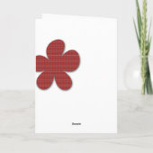 赤い花および織物パターン サンキューカード (裏面)