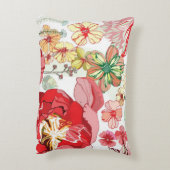 赤い花が付いているパターン アクセントクッション (裏面(縦))