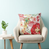 赤い花が付いているパターン クッション (椅子)