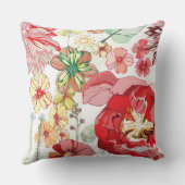 赤い花が付いているパターン クッション (裏面)