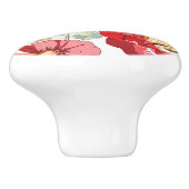 赤い花が付いているパターン セラミックノブ (側面)