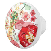 赤い花が付いているパターン セラミックノブ (右)