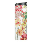 赤い花が付いているパターン タンブラー (回転左)