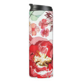 赤い花が付いているパターン タンブラー (回転右)