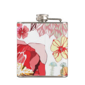 赤い花が付いているパターン フラスク (裏面)