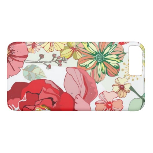 赤い花が付いているパターン Case-Mate iPhoneケース (裏面(横))