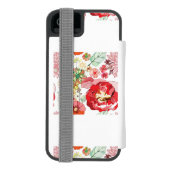 赤い花が付いているパターン INCIPIO iPhoneウォレットケース (フォリオ裏面)