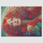 赤い花が切り離される女性 薄葉紙 (正面)