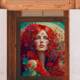 赤い花が切り離される女性 薄葉紙