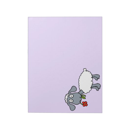 赤い花が咲き乱れたかわいい白い子羊 ノートパッド (回転)