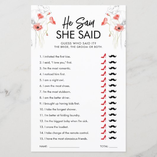 赤い花が彼はゲームと言った |カスタマイズ可能 (正面)