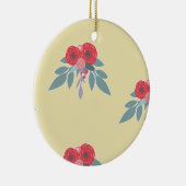 赤い花が茶色に模様 セラミックオーナメント (右)