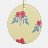 赤い花が茶色に模様 セラミックオーナメント (左)