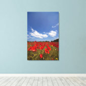 赤い花でいっぱいの畑 キャンバスプリント (インサイチュ (ウッドフロア))