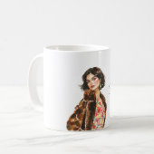 赤い花で可愛らしく コーヒーマグカップ (正面左)