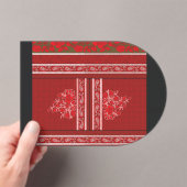 赤い花とつる植物の十字縫い模様 アクリル招待状 (インサイチュ (ポータブル))