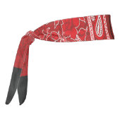 赤い花とつる植物の十字縫い模様 タイヘッドバンド (回転270)