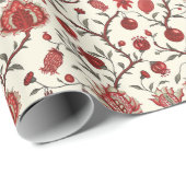 赤い花との花離れ柄 ラッピングペーパー (ロールコーナー)