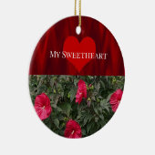 赤い花とハートオーナメント セラミックオーナメント (右)