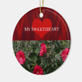 赤い花とハートオーナメント セラミックオーナメント (左)