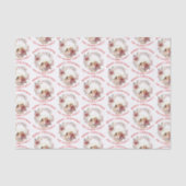 赤い花と写真を持つクリスマスリース 薄葉紙 (正面)