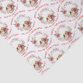 赤い花と写真を持つクリスマスリース 薄葉紙 (詳細)